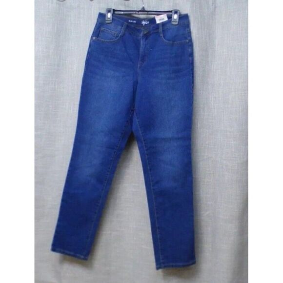 Stye& Co Hi Rise Slim-Leg curvy Fit Jeans, Short, 10S, Vernona Wash - Picture 4 of 10